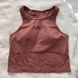 Lululemon Ebb to Street Cropped Racerback Tank Top in Spiced Chai Size 8
